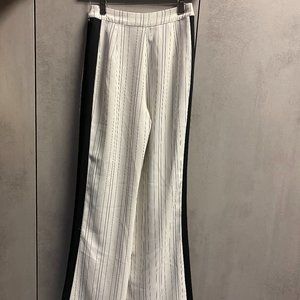 White and black striped dress pants